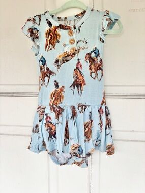 Posh Peanut 18-24M Bamboo Twirl Dress Romper Western Horse Print Baby Girl